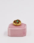 Gold-plated shiny green dome ring