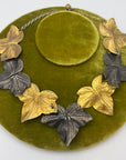 1970s Golden and Silvery Metal Leaf Necklace
