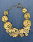 1970s Golden Flower Statement Necklace