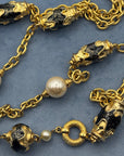 1980s Double Pearl Sautoir, Golden Metal and Resin