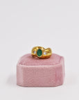 Gold-plated shiny green dome ring