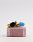 Gold-plated silver black and blue ring
