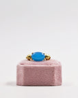 Gold-plated silver black and blue ring