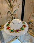 Colorful golden round necklace
