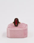 Gold-plated deep red marquise ring