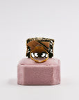 Upcycled golden square shiny ring