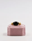 Gold-plated silver black and blue ring