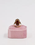 Gold-plated deep red marquise ring