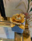 Golden pearly rose brooch