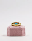 Gold-plated silver black and blue ring
