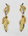 « Briglia » leaf black and pearly golden clips