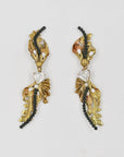 « Briglia » leaf black and pearly golden clips