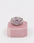 Oversize amethyst and silver ring