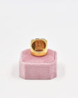 Asymetric gold-plated blue and green tank ring