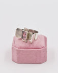 Maximalist silver and amethyst tank ring