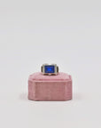 Silver and blue spinel tank ring