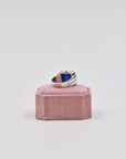 Silver and blue spinel tank ring