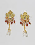 Dangly green and red leaf golden clips made in Italy