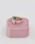 Art deco style red and silver band ring