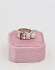 Art deco style red and silver band ring