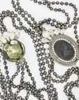 "Regina Schrecker" long necklace with brooches