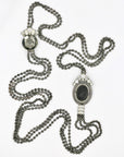 "Regina Schrecker" long necklace with brooches