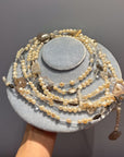 Agathe, rock crystal and pearls scarf necklace