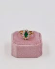 Gold-plated and green marquise ring