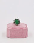 Elegant green and silver ring