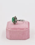Elegant green and silver ring