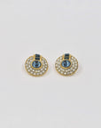 60s Lightful blue and white golden earrings