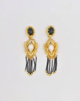 Dangly golden black and white clips