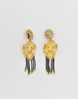 Dangly golden black and white clips