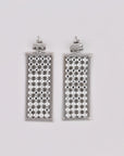 Maximalist silvery shiny dangly earrings