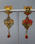 « Villani » openwork golden and red dangly clips