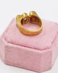 Gold-plated bow tank style ring