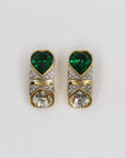 Shiny green hearts golden clips
