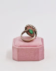 Silver and Green daisy ring XXL