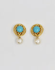 "Villani" golden dangly pearl clips