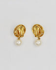 "Villani" golden dangly pearl clips