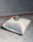 Antique silver and blue topaz solitaire ring