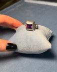 Architectural Silver Ring with Square Amethyst