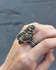 Brutalist Silver and Citrine Ring