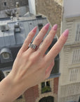 Art deco style red and silver band ring