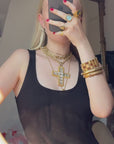 "Jacky de G" statement cross golden necklace