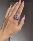 Oversize amethyst and silver ring