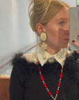 Marble and pearly style dangly clips