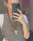 Golden shiny cross necklass