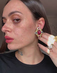 « Goldette » 60s red compact clips