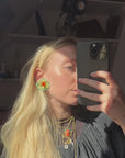 Playful colorfuls pearls flower compact clip